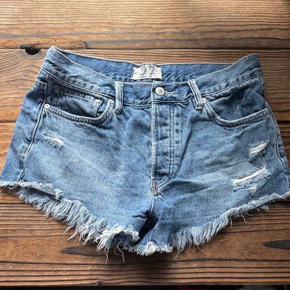 We The Free Pants - Free People Blue Distressed Jean Shorts